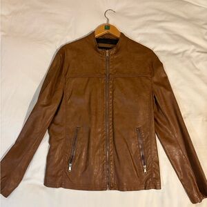 Zara Brown Faux Leather Jacket for men